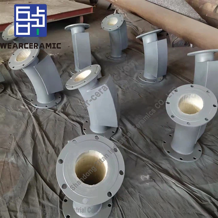 Ceramic Lined Pipe Elbows With Adhesive and Metal